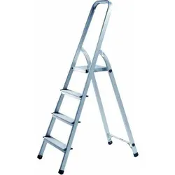 4-stufige Haushaltsleiter aus Aluminium - Höhe 148 cm - Leiter aus Aluminium, einseitig begehbar mit geriffelten Stufen für sicheren Stand. Zusammenklappbar und ideal für den Einsatz zu Hause.