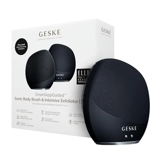GESKE Sonic Body Brush & Intensive Exfoliator | 7 in 1 | Elektrische Körperreinigungsbürste & Intensivpeeling | Tiefenreinigung | SmartSonic Pulsation | Weiche Silikonnoppen & handliches Design