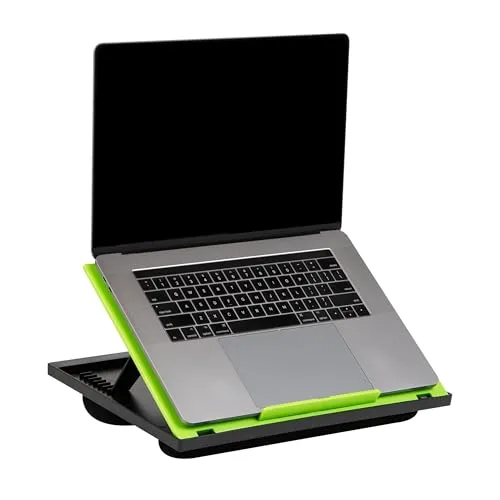 Mind Reader Laptop-Ständer, Betttablett, zusammenklappbar, Kissen, tragbar, Wohnheim, Kunststoff, 37,5 cm L x 27,9 cm B x 18,5 cm H, Grün