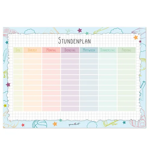 Stundenplan Bunt I Papier-Block mit 25 Blatt I DIN A4 von easydruck24