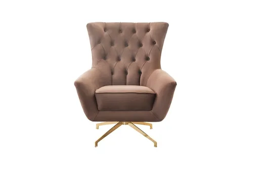 Moderner bequemer Sessel in Beige mit goldfarbenem Rahmen - Produktart: Sessel, stilvolles Design für Wohnzimmer, Sitztiefe: 50 cm, Höhe: 100 cm, mit geprüfter Qualität für gemütliche Stunden.