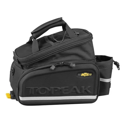 Topeak MTX DX Gepäcktasche Black - Fahrradtasche mit 12,3 L Volumen, zwei Seitentaschen und Flaschenhalter für optimalen Komfort. Ideal für Radtouren, mit praktischem QuickTrack Montagesystem und verbesserter Sichtbarkeit durch reflektierende Elemente.