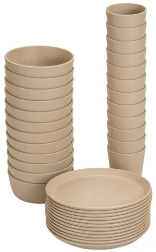 Betzold Geschirr-Set Geschirr-Set 36-tlg - stapalbar & spülmaschinenfest, Biokunststoff