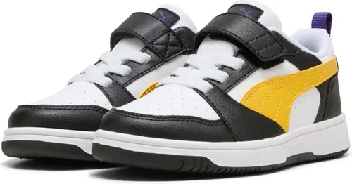 Puma Rebound PS Klettschuh für Jungen - Weiß, Größe 32 - Sneaker mit sportlichem Design, ideal für aktive Kinder. Der Puma Rebound PS bietet eine strapazierfähige Außensohle und elastische Schnürsenkel für optimalen Halt und Komfort beim Spielen.