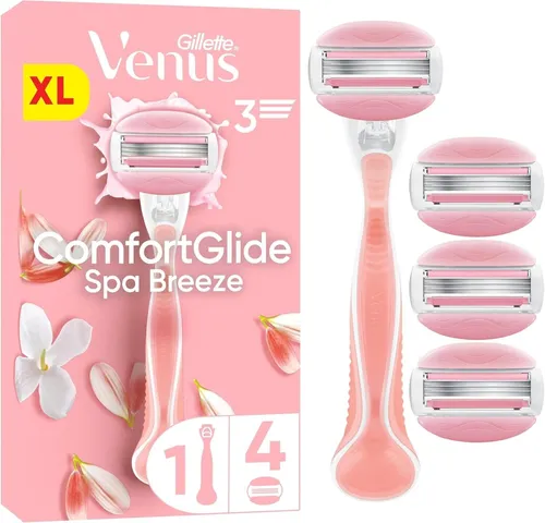 Gillette Venus Rasierer, Comfortglide Spa Breeze Starterpack Mit 4 Ersatzklingen