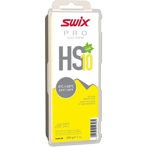 Swix HS10 Yellow - Gleitwachs für warme Bedingungen - Skiwachs für 0°C/+10°C, ideal für Freizeitskifahrer und Rennläufer. Umweltfreundlich, fluorfrei und einfach in der Anwendung, verbessert das Gleiten der Skier und ist vielseitig einsetzbar.