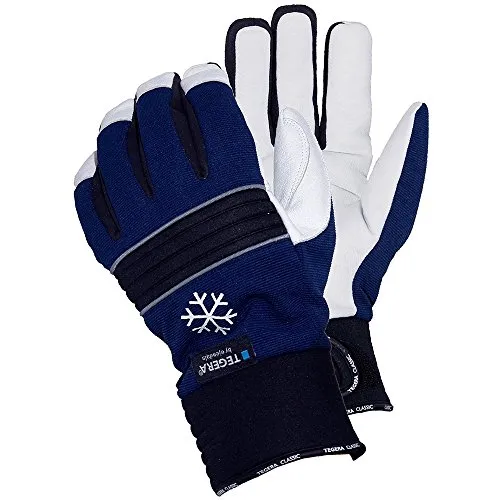 Ejendals Lederhandschuh Tegera 297 - Größe 9, schwarz/blau/weiß - Hochwertige Schutzhandschuhe für Kälteschutz, mit robustem Leder und Thinsulate-Futter für optimalen Tragekomfort und Schutz bei kalten Temperaturen.