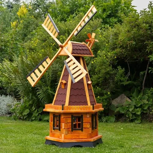 Deko-Shop-Hannusch Große Windmühlen mit Solarbeleuchtung in rot von Deko Shop Hannusch