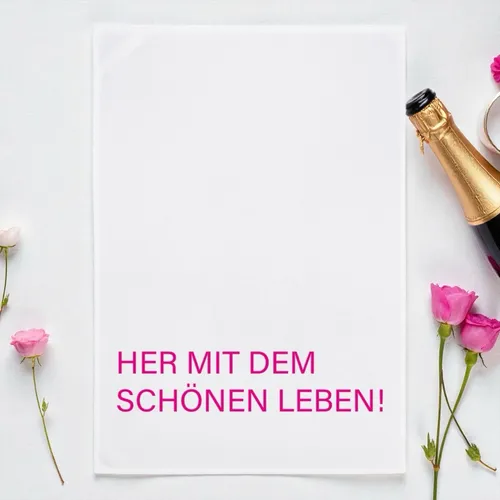 17;30 HAMBURG GESCHIRRTUCH KÜCHENTUCH SPRUCH SIEBDRUCK HER MIT DEM SCHÖNEN LEBEN