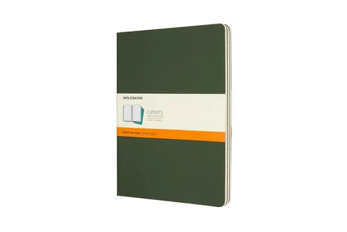 Moleskine Cahier Journal Set - 3 große Notizbücher in Myrte - Notizbücher in großem Format (19 x 25 cm) mit robustem Kartonumschlag, ideal für kreative Notizen und Zeichnungen. Jedes Buch bietet 120 Seiten hochwertiges, säurefreies Papier.