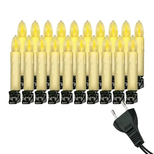 Retro Weihnachtsbaum-Lichterkette mit LED Filament Kerzen – Nostalgische Baumbeleuchtung für Innen