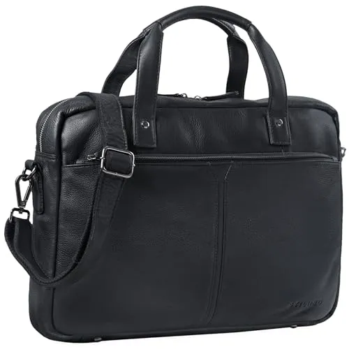STILORD 'Geralt' Vintage Ledertasche - 15,6 Zoll Notebooktasche - Hochwertige Messenger Bag aus echtem Rindsleder, stilvoll und robust. Mit separatem Laptopfach und aufsteckbar für Reisen - ideal für Arbeit und Freizeit.