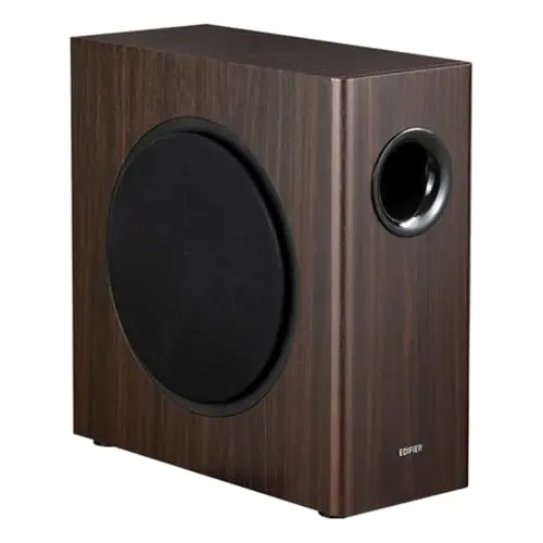 Edifier T5s Aktiv-Subwoofer Braun - Lautsprecher mit 8-Zoll-Tieftöner für beeindruckende Basswiedergabe bis 35 Hz und 70 Watt RMS Leistung, ideal für Heimkino und Musikliebhaber.