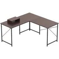 Costway L-Förmiger Schreibtisch Reversibel Braun - Flexibler L-förmiger Schreibtisch für effizientes Arbeiten, einfach anpassbar an jeden Raum. Stabiler Metallrahmen und geräumige Fläche für produktives Arbeiten.