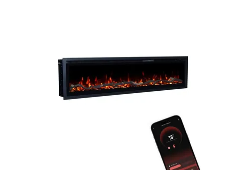 GLOW FIRE Elektrokamin GF Core - 3D Feuer & Heizung - Elektrokamin mit 3D Flammeneffekt, Heizleistung von 900-1800 W und App-Steuerung. Ideal für Wandmontage oder freistehend, sorgt für eine gemütliche Atmosphäre ohne Schornstein.