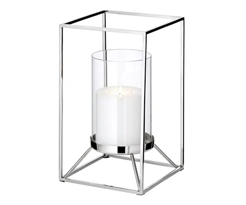 EDZARD Windlicht Marie, Quadratisch, Silber-Optik - Elegantes Windlicht in hochglanzpolierter Silber-Optik, ideal für Stumpenkerzen oder kreative Dekorationen. Perfekt für jeden Einrichtungsstil und als Geschenk für besondere Anlässe.