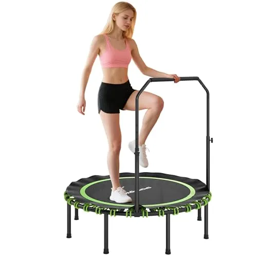 SPORTNOW Fitnesstrampolin Ø 122 cm mit verstellbarem Handlauf