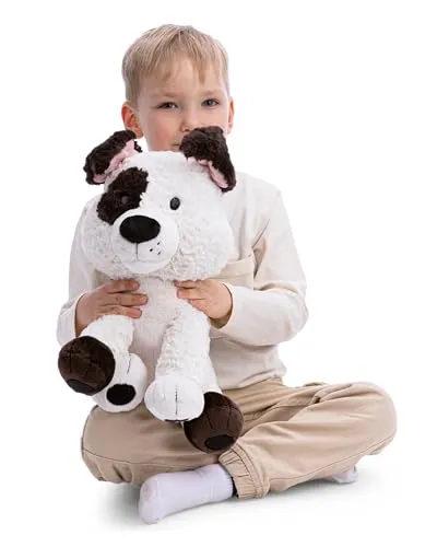 Nici Kuscheltier Homies, Hund weiß, 35cm sitzend - Der süße weiße Hund mit braunen Flecken ist der perfekte Kuschelpartner für große und kleine Hundeliebhaber. Aus hochwertigem Plüsch gefertigt, sorgt er für Freude und Geborgenheit in jedem Moment.