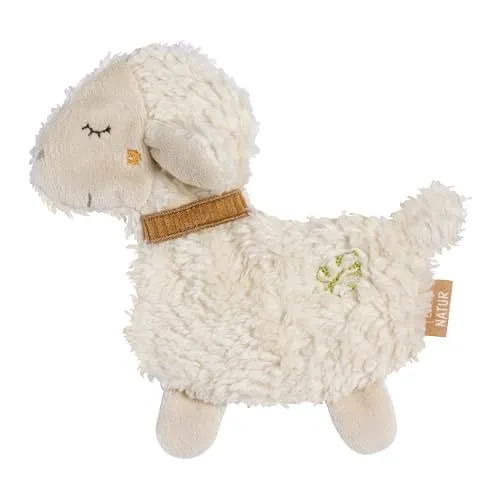 Fehn Knister-Schaf Natur – Activity-Rascheltier aus Baumwolle aus biologischem Anbau - Babyspielzeug zum Greifen und Geräusche erzeugen - Begleiter für Babys und Kleinkinder ab 0+ Monaten