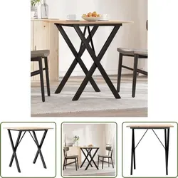 The Living Store Esstisch X-Gestell 70x70x75 cm Massivholz Kiefer und Gusseisen - Braun