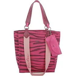 Fritzi aus Preussen Damen Izzy02 Canvas Shopper, Zebra Pink - Stylischer Shopper mit nicht abnehmbarem Schultergurt und praktischem Brillenetui, ideal für modebewusste Damen.