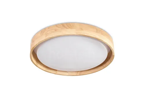 hofstein Deckenleuchte dimmbare Deckenleuchte aus Holz/Metall/Kunststoff in Natur/Weiß, LED wechselbar, 2700-6500 Kelvin, dimmbar m. Fernbedienung, (30,5cm), auch für Badezimmer, IP44