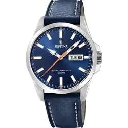 Festina Quarz Herren Klassik F20358/3 - Elegante blaue 41mm Uhr - Herrenuhren mit stilvollem blauen Zifferblatt und hochwertigem Lederarmband für einen klassischen Look.
