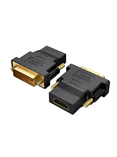 CableCreation DVI HDMI Adapter, [2-Pack] Bidirektionaler DVI-Stecker auf HDMI-Buchse Konverter Unterstützt 1080P, 3D, HDMI zu DVI Adapter für PS3/PS4, TV-Box, Blu-ray, Projektor, HDTV usw. Schwarz