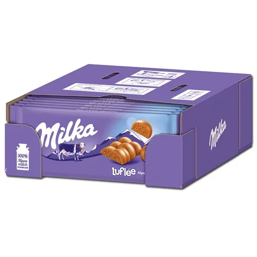 Milka Bubbly Alpenmilch-Schokoladentafel 90g - Schokoladenriegel mit zarten Luftblasen für ein einzigartiges Geschmackserlebnis. Hergestellt aus echter Alpenmilch und nachhaltig bezogenem Kakao – ideal zum Teilen oder für zwischendurch.