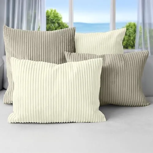 Amilian Dekokissen 4er Set mit Füllung – Sofakissen Set 2X 45x45 cm & 2X 35x45 cm