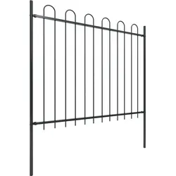 vidaXL Gartenzaun mit Rundbogen Stahl 537 x 150 cm Schwarz - Metallzaun mit elegantem Bügel-Design, stabil und pflegeleicht. Ideal für eine sichere Abgrenzung Ihres Grundstücks, inklusive Montagematerial für einfache Installation.