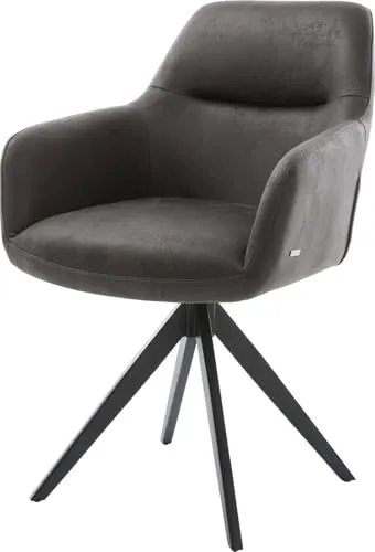 DELIFE Polsterstuhl Pejo-Flex - 180° drehbar, Schwarz Anthrazit Vintage - Eleganter Polsterstuhl mit bequemer Mikrofaser-Schale und robustem Kreuzgestell. Ideal für Esszimmer, bietet bis zu 180° Drehbarkeit und ist pflegeleicht.