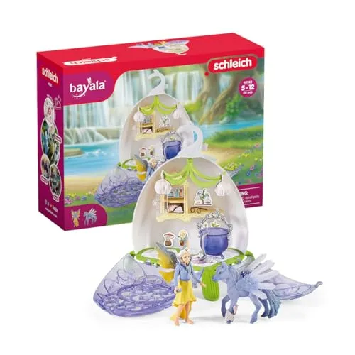 schleich BAYALA 42523 Elfentierklinik-Blüte - Magisches Spielhaus mit Fee und Einhorn, 14-teiliges Spielset für grenzenlose Fantasie von 5-12 Jahren