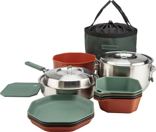 Gerber Koch-Set COMPLEAT COOK SET - Topf- & Pfannensets für Camping, mit 5,3L Edelstahl-Topf und 2,4L Sautépfanne, ideal für große Gruppen und Outdoor-Abenteuer.