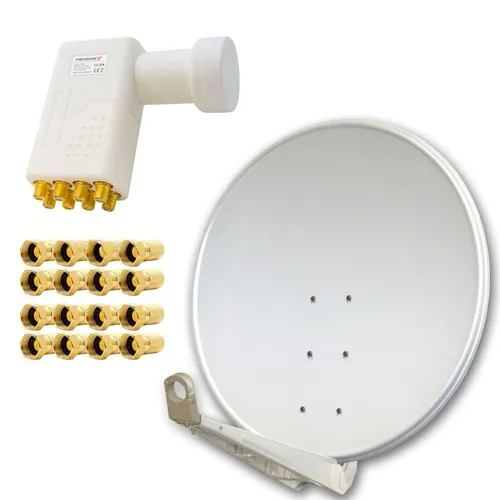 PremiumX DELUXE100 Alu Antenne 100cm mit Octo LNB und 16x F-Stecker
