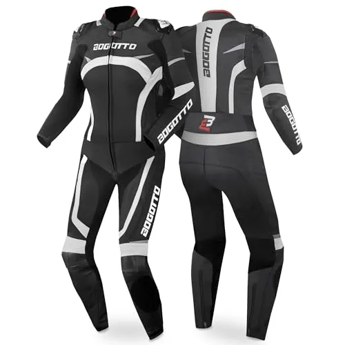 Bogotto Misano 2-Teiler Damen Motorrad Lederkombi, schwarz-weiss, Größe 42