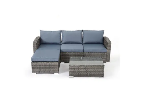 Mondeer Gartenlounge-Set Rattan Gartenlounge-Sofa, (5-tlg), Rattan-Sofaset mit 1 Tisch, 3 Einzelsessel und 1 Hocker