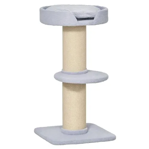 PawHut Kratzbaum Katzenbaum Spielbaum mit Plattform, Hellblau - Kratzbaum für Katzen, ausgestattet mit bequemen Plattformen und Sisal-Kratzpfosten. Bietet Spaß und schützt Möbel. Ideal für aktive Katzen!
