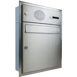 A-01 Edelstahl Unterputz Briefkasten mit Klingel & Sprechsieb - Zubehör für Briefkästen: Hochwertiger Edelstahl-Unterputz-Briefkasten mit integriertem Entnahmeschutz, Klingel und Vorbereitung für Sprechanlage – ideal für stilvolle Eingangsbereiche.