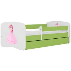 Raumhirsch Kinderbett Prinzessin, Grün, 70x140 cm - Kinderzimmermöbel mit abnehmbarer Schutzschiene für maximale Sicherheit und geräumiger Schublade für praktischen Stauraum. Inklusive Lattenrost und waschbarer Matratze für höchsten Komfort.