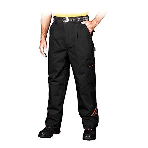 Arbeitshose Herren schwarz grau orange - Profi Qualität für alle Größen - Schutzanzüge & -overalls, robuste Bundhose aus Mischgewebe (300g/m²) für höchsten Tragekomfort und Langlebigkeit, ideal für Profis in der Arbeitswelt.