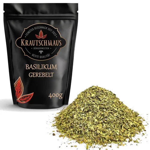 400g Basilikum getrocknet gerebelt Krautschmaus Gewürz aromatisch Würzen Kochen
