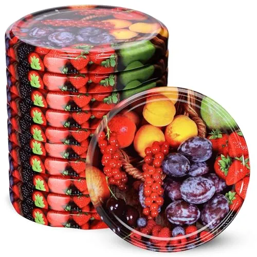 KADAX Schraubdeckel fi82 mm, Twist-Off-Deckel Set aus Metall, Ersatzdeckel für Einmachgläser, Deckel mit 6 Einrastzähnen für Sturzgläser und Einmachgläser (Obst, 10 Stück)