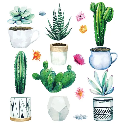 Fenster-Aufkleber Set Pflanzen auf klarer Folie I dv_872