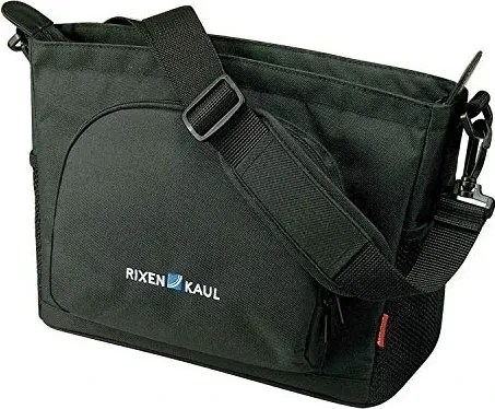 KLICKfix Fahrrad-Lenkertasche Allegra Schwarz - Vielseitig einsetzbar - Fahrradtaschen mit Umhängefunktion, großem Hauptfach und Vordertasche, belastbar bis 2 kg, ideal für Radfahrer, die Komfort und Stauraum schätzen.