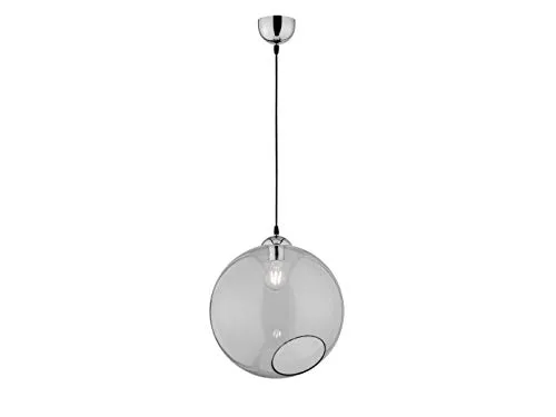 Reality Leuchten Pendelleuchte Clooney R30071954, Metall Chrom, Glas rauchfarbig, exkl. 1x E27