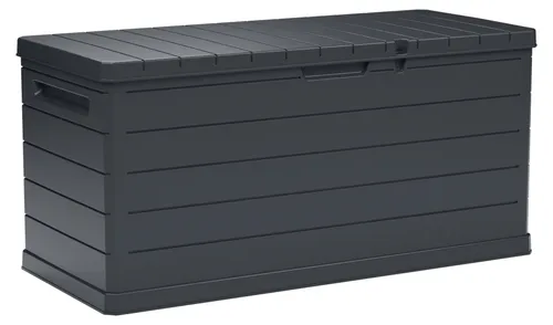 Außenaufbewahrungsbox 350 l – Wasserfeste Gartenbox in Grau mit Tragegriffen