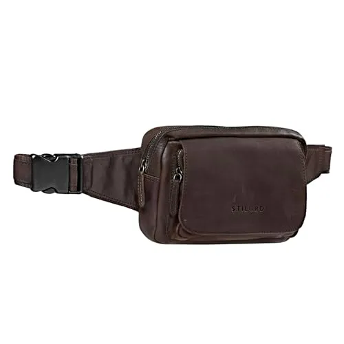 STILORD 'Boston' Gürteltasche Leder Vintage Bauchtasche Männer Frauen Hüfttasche für Kamera Jogging Reise Festival Sport Doggy Bag Echtleder, Farbe:matt - Dunkelbraun