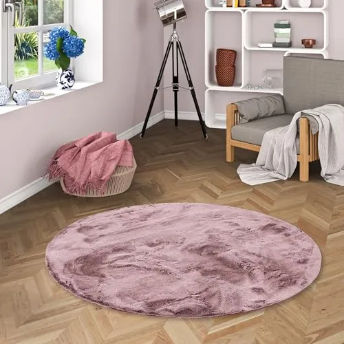 Pergamon Luxus Super Soft Fellteppich Plush Beere Meliert Rund in 3 Größen