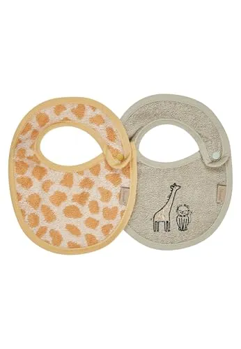 Sterntaler Lätzchen Doppelpack Giraffe & Löwe – hautfreundlich & bequem aus saugfähiger Baumwolle – praktischer Druckknopfverschluss auf der Schulter – Für Babys & Kleinkinder - Geschenk, ab Geburt